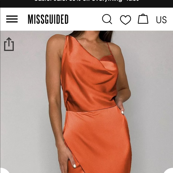 missguided orange satin dress Missguided colourblock satin mini dress with ruched drape front in orange and pink